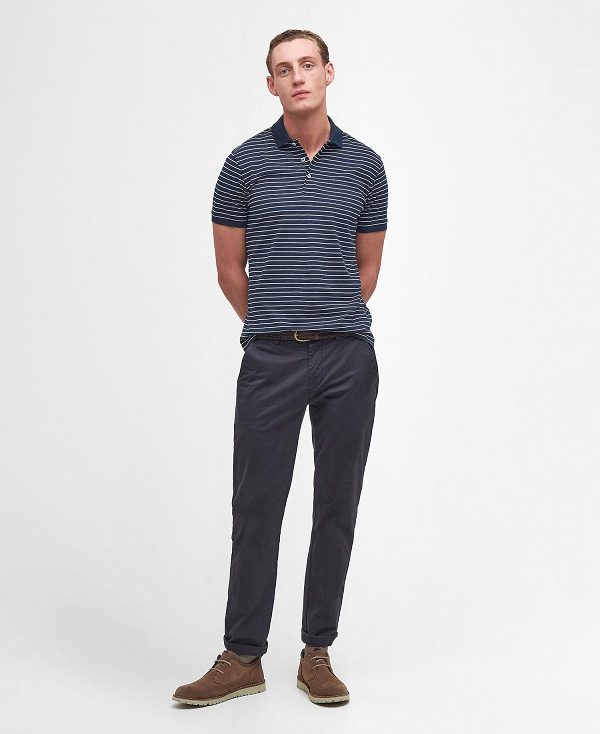 Barbour Westgate Striped Short-sleeved Polo Shirt Mørkeblå | BABO88171