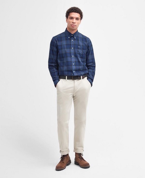 Barbour Wetheram Tailored Fit Shirt Mørkeblå | BABO87844