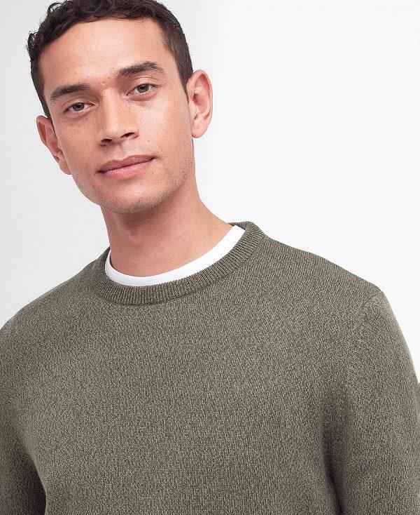 Barbour Whitfield Crew Neck Jumper Olivengrøn | BABO88612