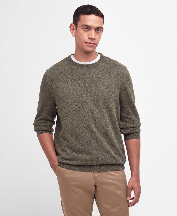 Barbour Whitfield Crew Neck Jumper Olivengrøn | BABO88612