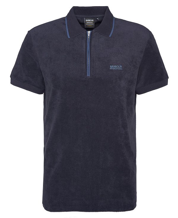 Barbour Wilton Terry Short-sleeved Polo Shirt Mørkeblå | BABO88184