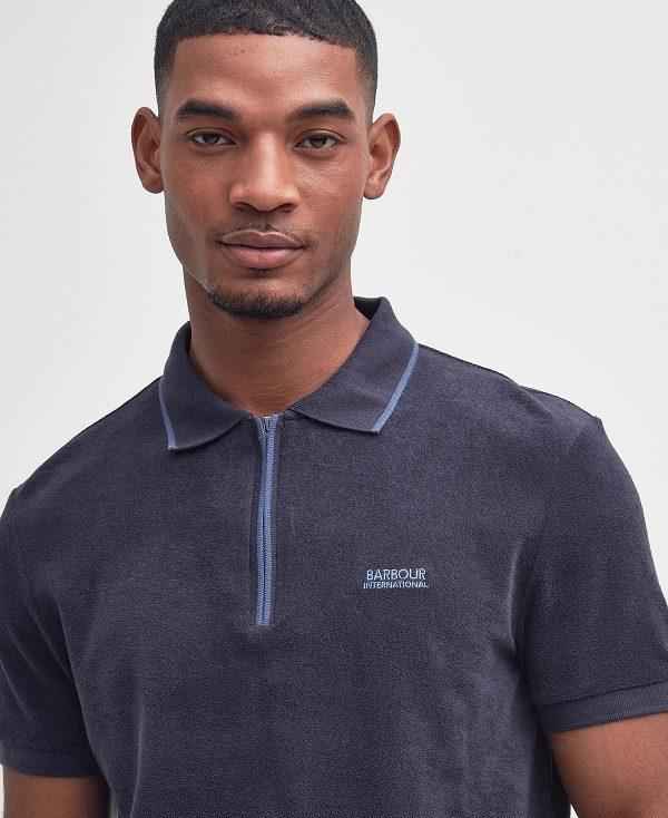 Barbour Wilton Terry Short-sleeved Polo Shirt Mørkeblå | BABO88184