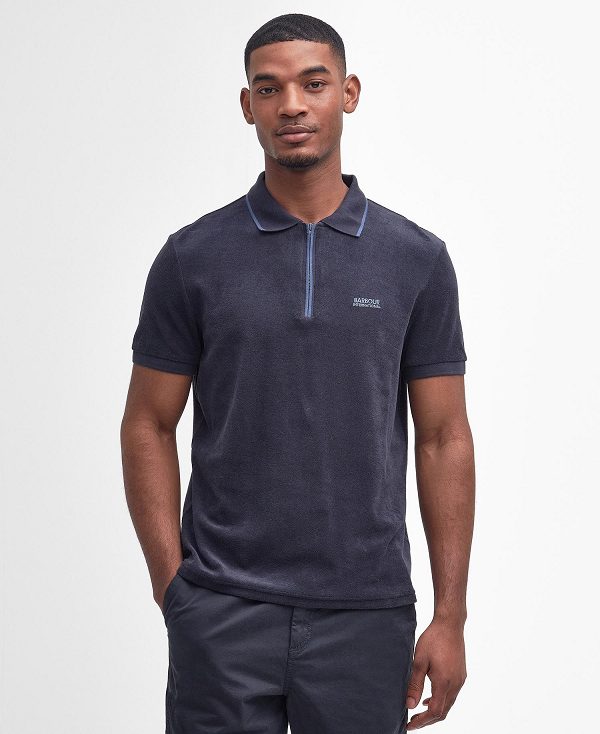 Barbour Wilton Terry Short-sleeved Polo Shirt Mørkeblå | BABO88184