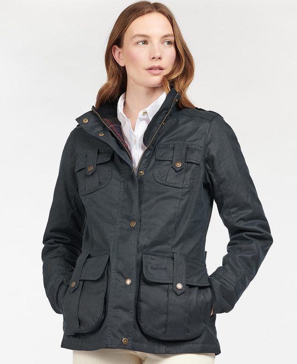 Barbour Winter Defence Wax Jacket Mørkeblå | BABO89239