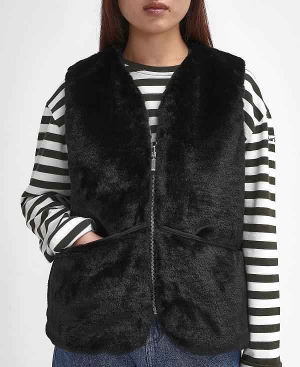 Barbour Women'S Reversible Faux-fur Gilet Sort | BABO89469