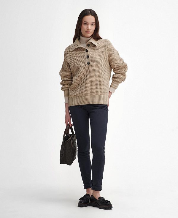 Barbour Woodside Half-button Jumper Olivengrøn | BABO89754