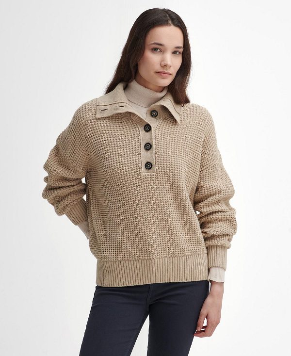 Barbour Woodside Half-button Jumper Olivengrøn | BABO89754