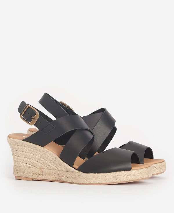 Barbour Yolanda Espadrille Wedges Sort | BABO89898