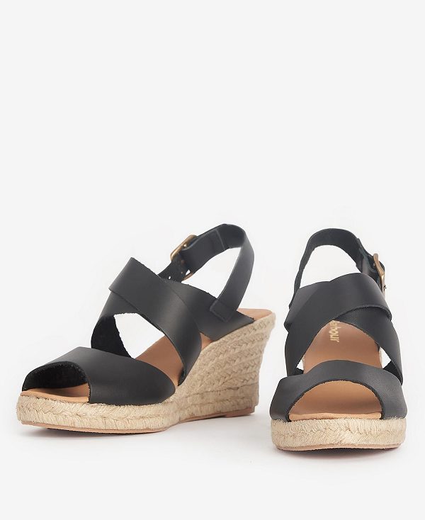 Barbour Yolanda Espadrille Wedges Sort | BABO89898