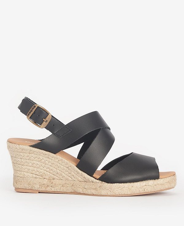 Barbour Yolanda Espadrille Wedges Sort | BABO89898